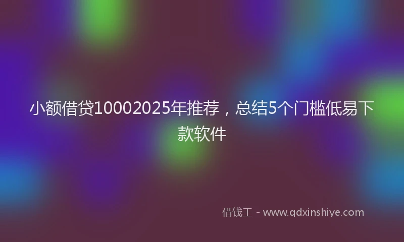 小额借贷10002025年推荐，总结5个门槛低易下款软件