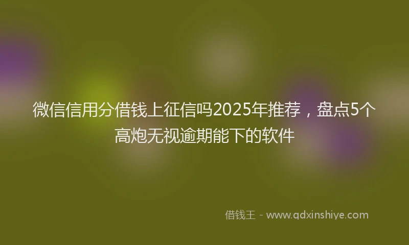 微信信用分借钱上征信吗2025年推荐，盘点5个高炮无视逾期能下的软件
