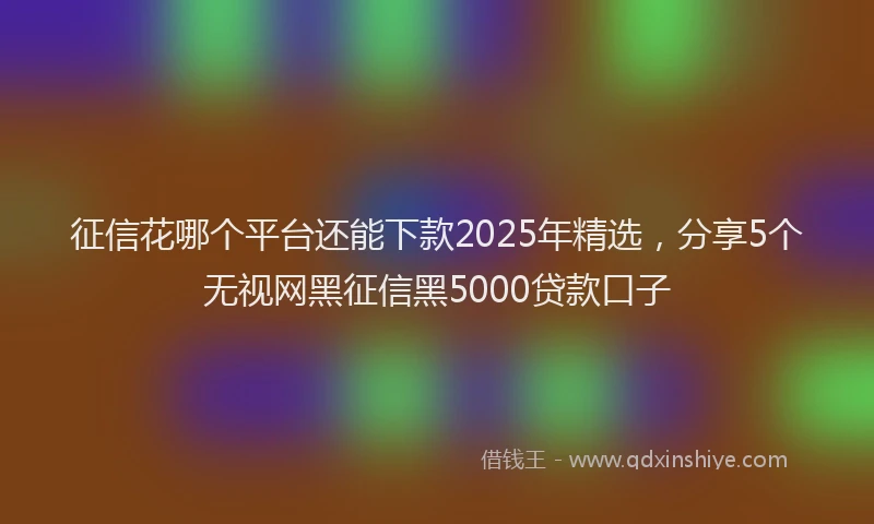 征信花哪个平台还能下款2025年精选，分享5个无视网黑征信黑5000贷款口子