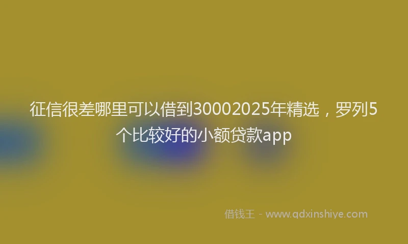 征信很差哪里可以借到30002025年精选，罗列5个比较好的小额贷款app