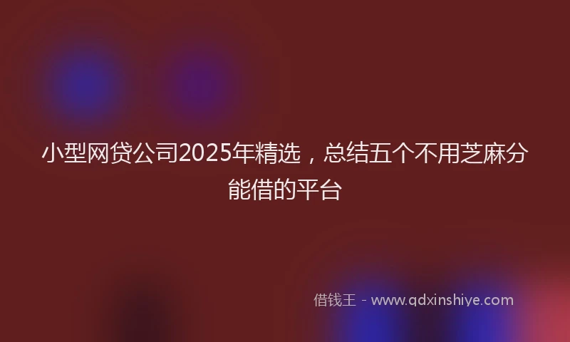 小型网贷公司2025年精选，总结五个不用芝麻分能借的平台