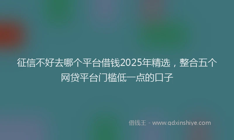 征信不好去哪个平台借钱2025年精选，整合五个网贷平台门槛低一点的口子