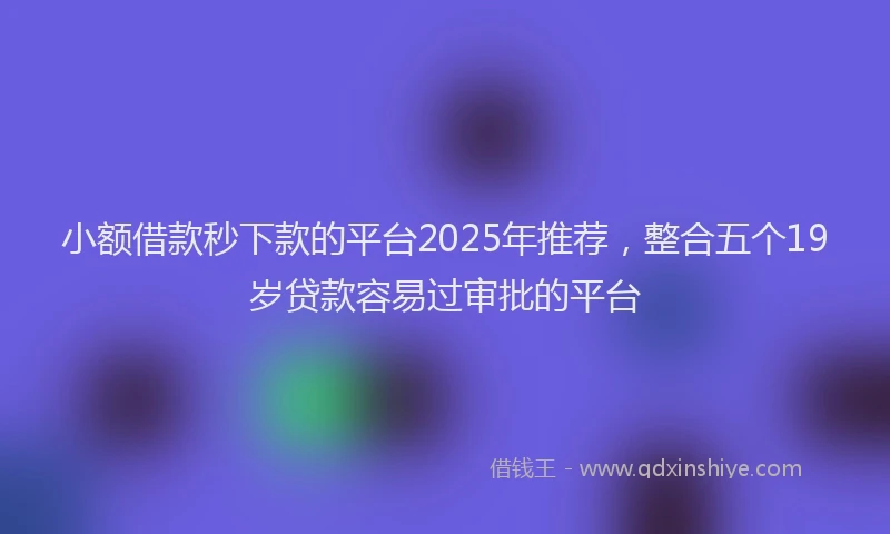 小额借款秒下款的平台2025年推荐，整合五个19岁贷款容易过审批的平台