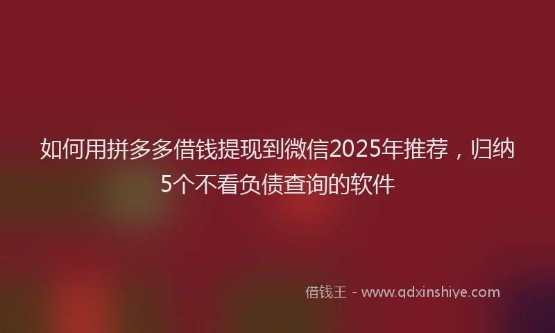 如何用拼多多借钱提现到微信2025年推荐，归纳5个不看负债查询的软件