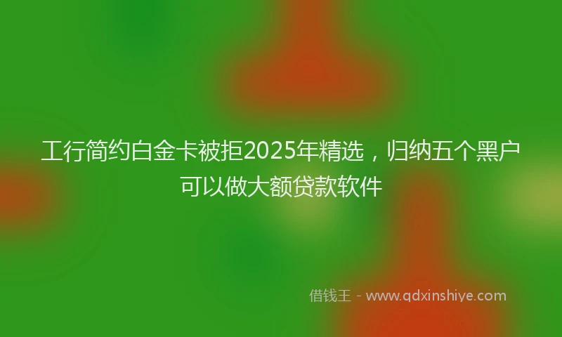 工行简约白金卡被拒2025年精选，归纳五个黑户可以做大额贷款软件