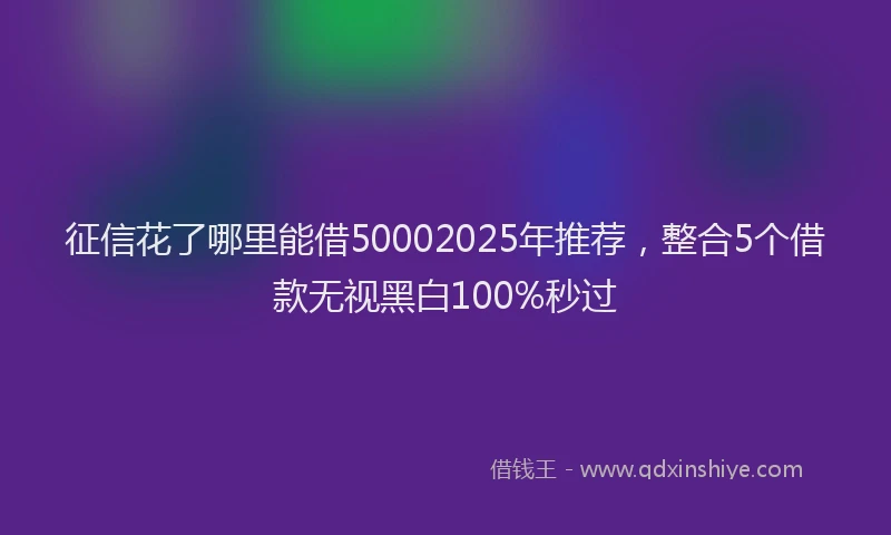 征信花了哪里能借50002025年推荐，整合5个借款无视黑白100%秒过