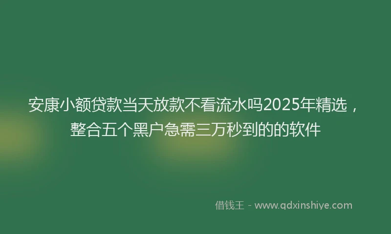 安康小额贷款当天放款不看流水吗2025年精选，整合五个黑户急需三万秒到的的软件