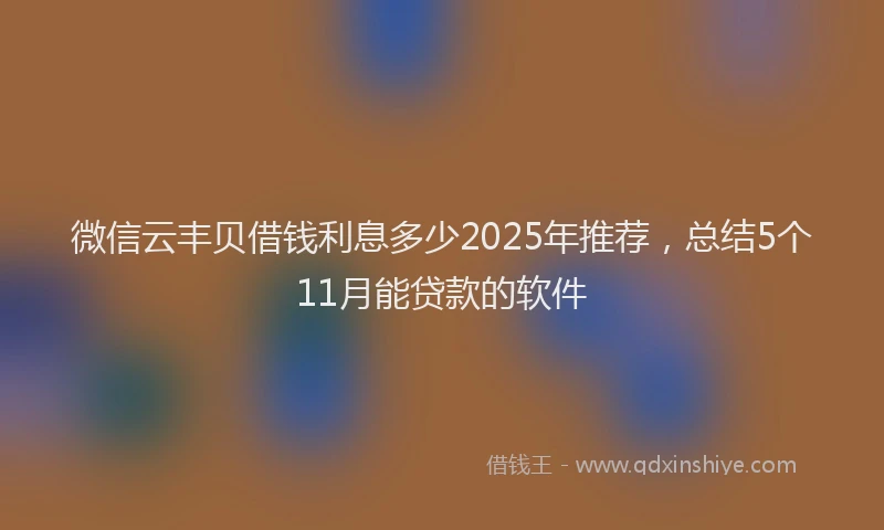 微信云丰贝借钱利息多少2025年推荐，总结5个11月能贷款的软件