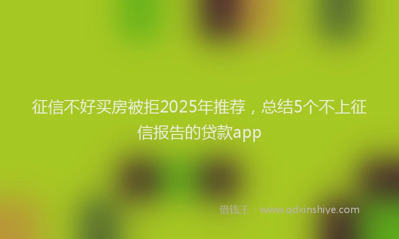 征信不好买房被拒2025年推荐，总结5个不上征信报告的贷款app