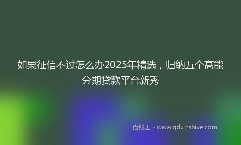 如果征信不过怎么办2025年精选，归纳五个高能分期贷款平台新秀
