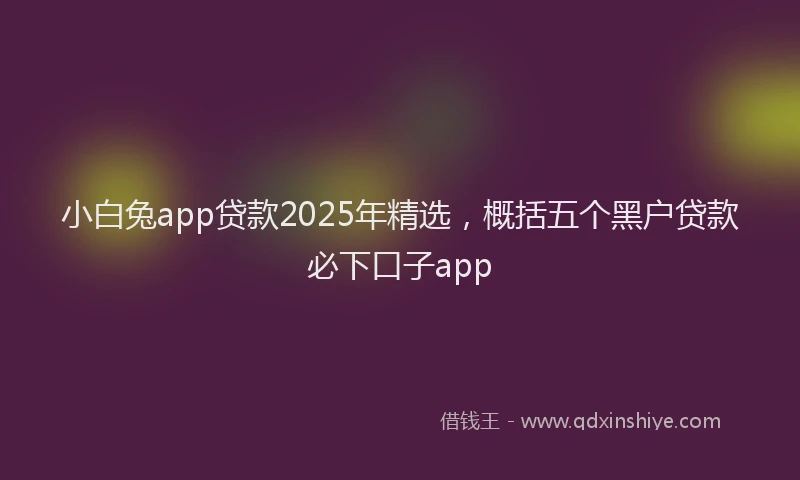 小白兔app贷款2025年精选，概括五个黑户贷款必下口子app