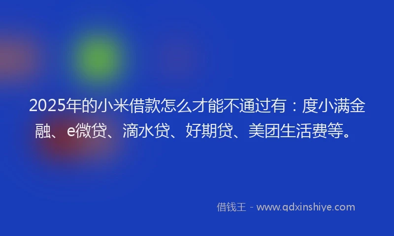 2025年的小米借款怎么才能不通过有：度小满金融、e微贷、滴水贷、好期贷、美团生活费等。