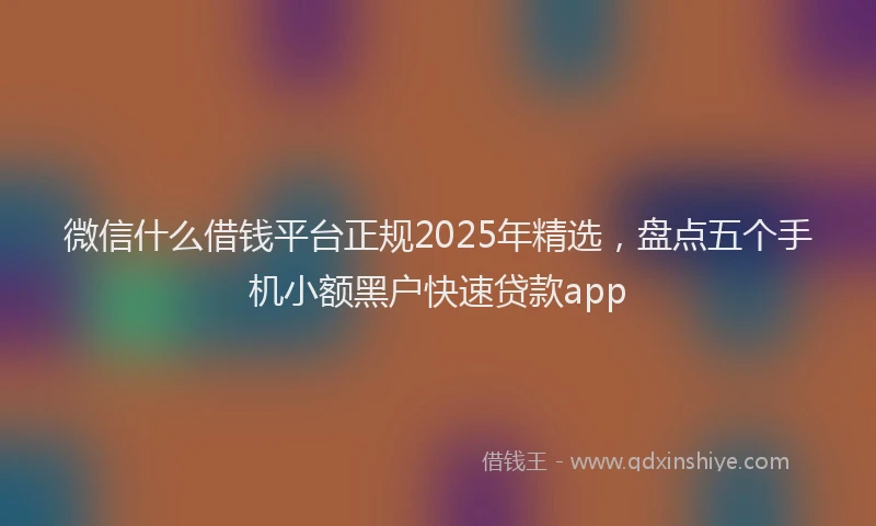 微信什么借钱平台正规2025年精选，盘点五个手机小额黑户快速贷款app