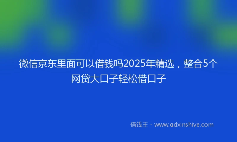 微信京东里面可以借钱吗2025年精选，整合5个网贷大口子轻松借口子