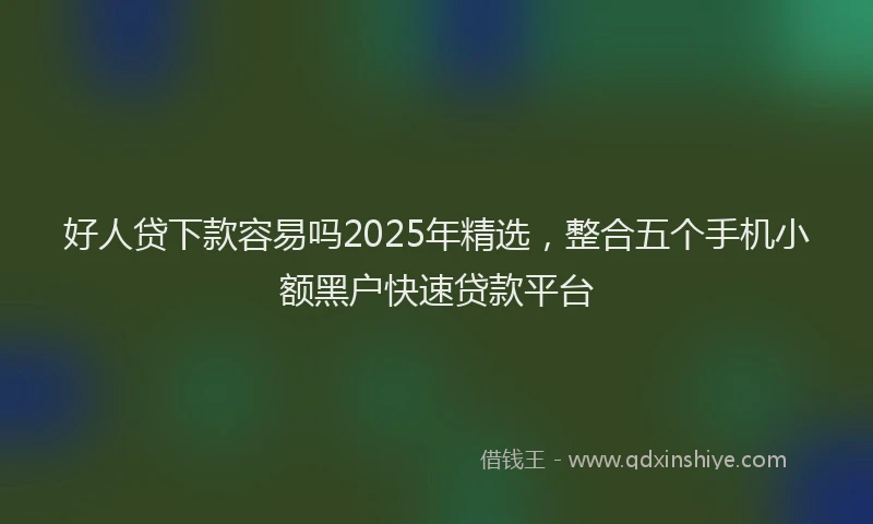 好人贷下款容易吗2025年精选，整合五个手机小额黑户快速贷款平台