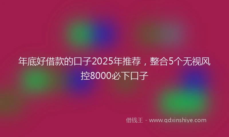 年底好借款的口子2025年推荐，整合5个无视风控8000必下口子
