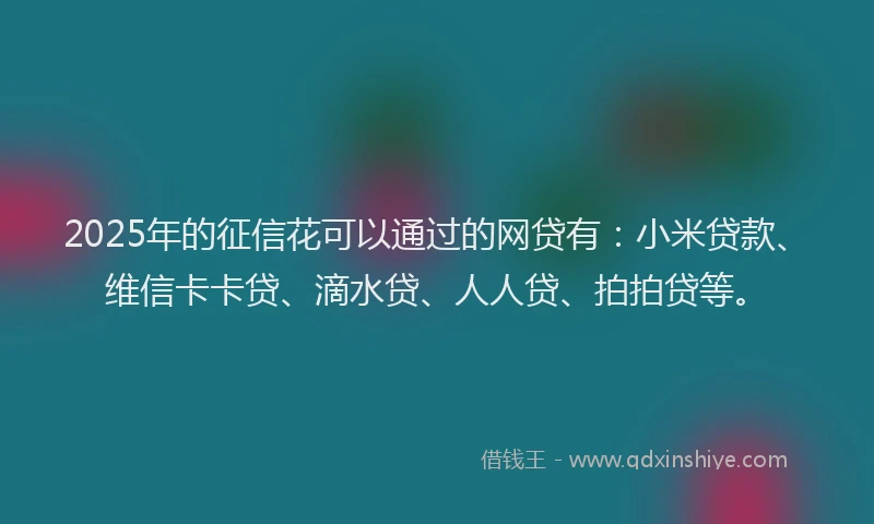 2025年的征信花可以通过的网贷有：小米贷款、维信卡卡贷、滴水贷、人人贷、拍拍贷等。