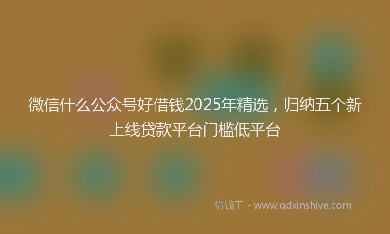 微信什么公众号好借钱2025年精选，归纳五个新上线贷款平台门槛低平台