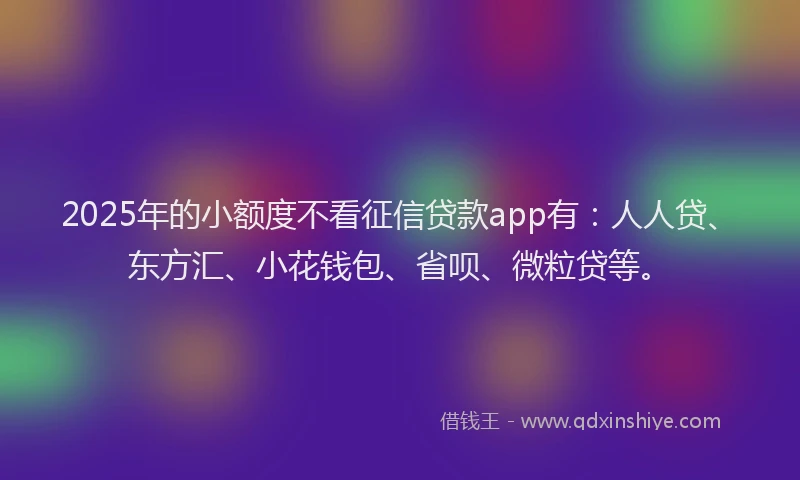 2025年的小额度不看征信贷款app有：人人贷、东方汇、小花钱包、省呗、微粒贷等。