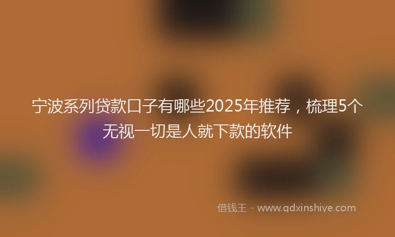 宁波系列贷款口子有哪些2025年推荐，梳理5个无视一切是人就下款的软件