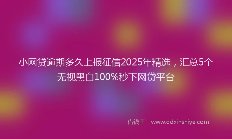 小网贷逾期多久上报征信2025年精选，汇总5个无视黑白100%秒下网贷平台