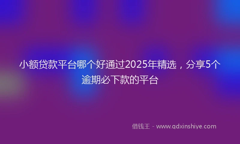 小额贷款平台哪个好通过2025年精选，分享5个逾期必下款的平台