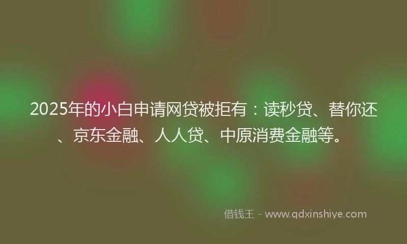 2025年的小白申请网贷被拒有：读秒贷、替你还、京东金融、人人贷、中原消费金融等。