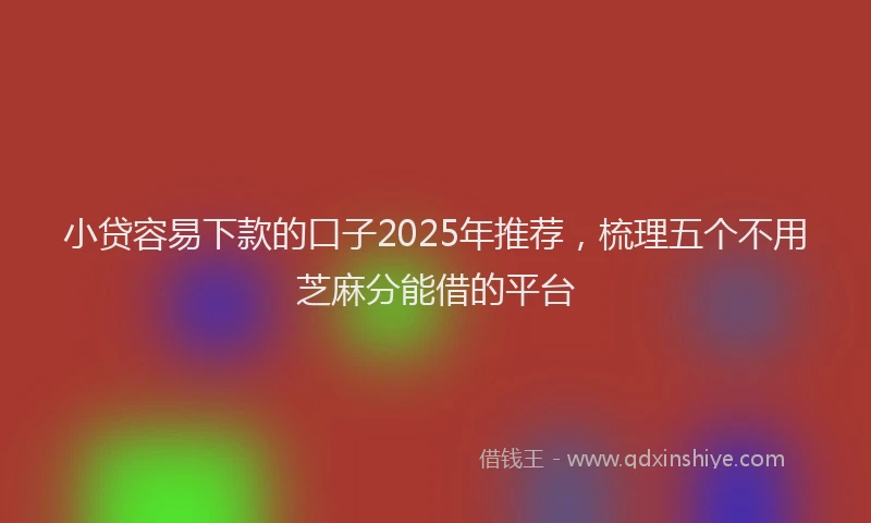 小贷容易下款的口子2025年推荐，梳理五个不用芝麻分能借的平台