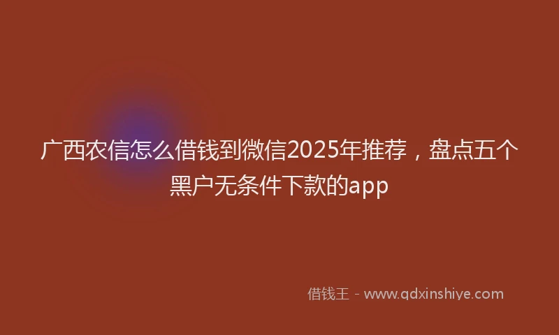 广西农信怎么借钱到微信2025年推荐，盘点五个黑户无条件下款的app