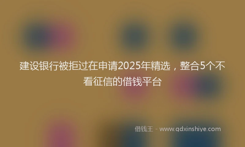 建设银行被拒过在申请2025年精选，整合5个不看征信的借钱平台