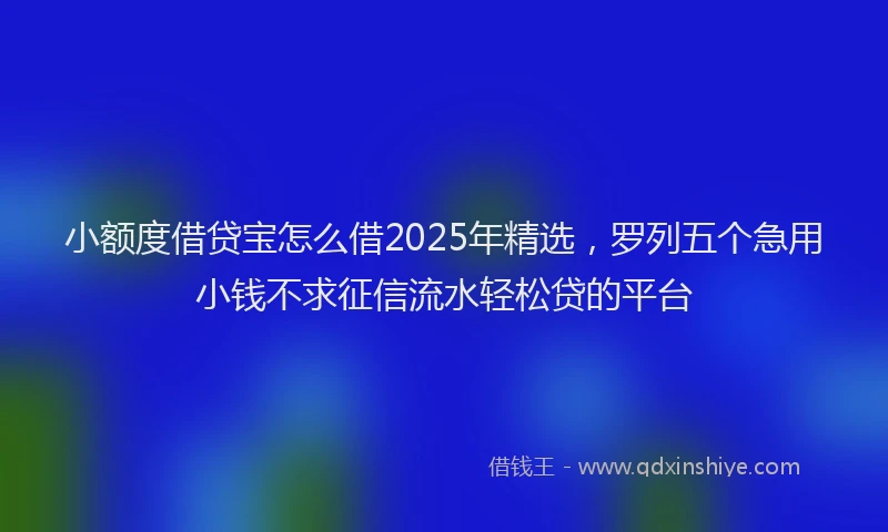 小额度借贷宝怎么借2025年精选，罗列五个急用小钱不求征信流水轻松贷的平台