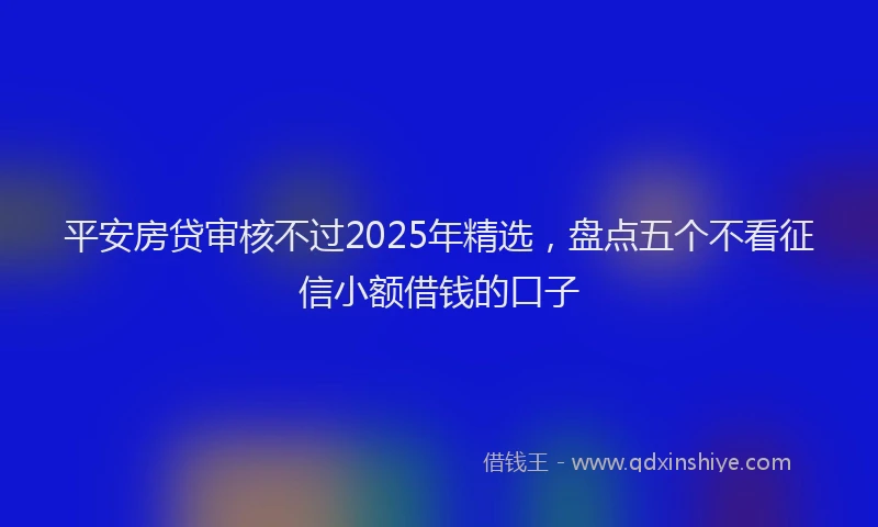 平安房贷审核不过2025年精选，盘点五个不看征信小额借钱的口子