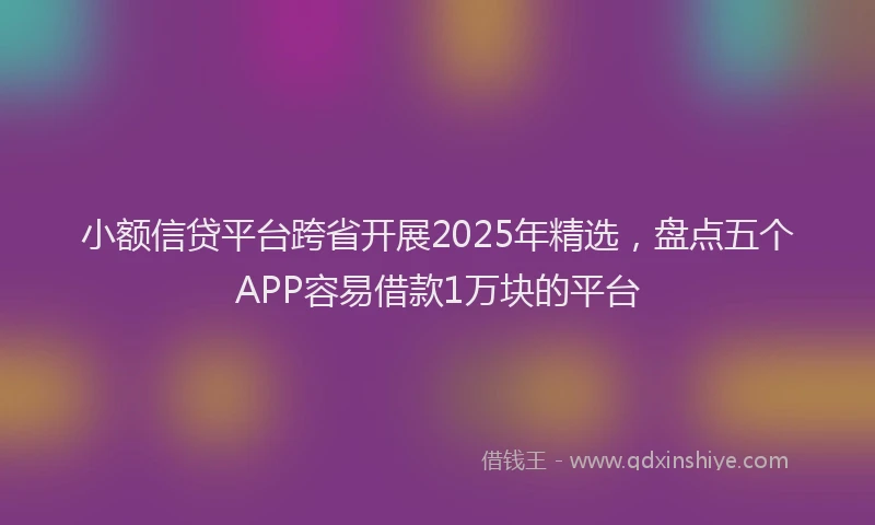 小额信贷平台跨省开展2025年精选，盘点五个APP容易借款1万块的平台