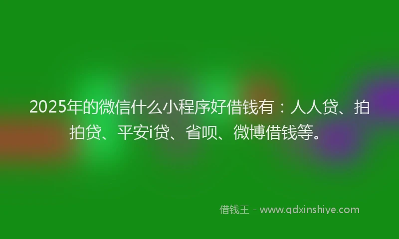 2025年的微信什么小程序好借钱有：人人贷、拍拍贷、平安i贷、省呗、微博借钱等。