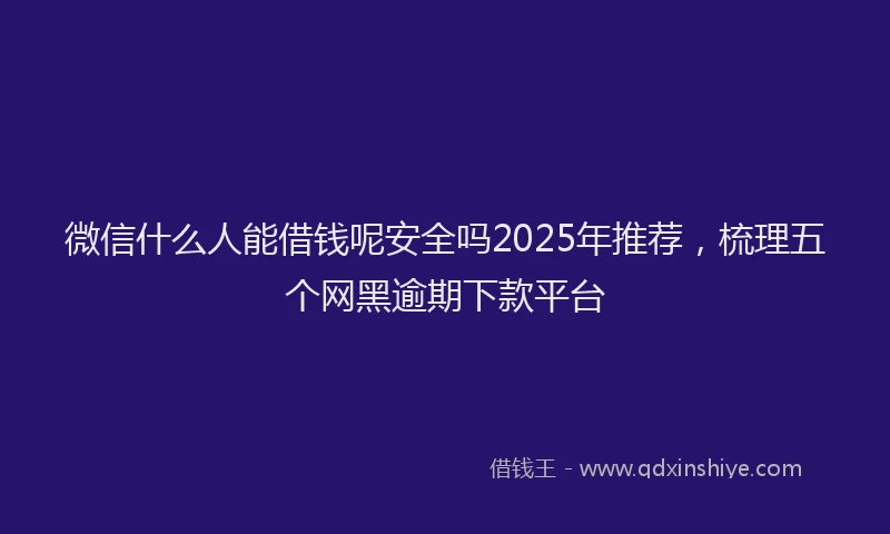 微信什么人能借钱呢安全吗2025年推荐，梳理五个网黑逾期下款平台