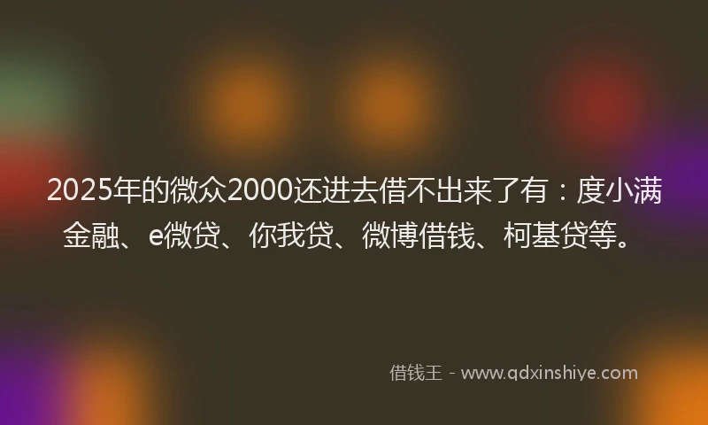 2025年的微众2000还进去借不出来了有：度小满金融、e微贷、你我贷、微博借钱、柯基贷等。
