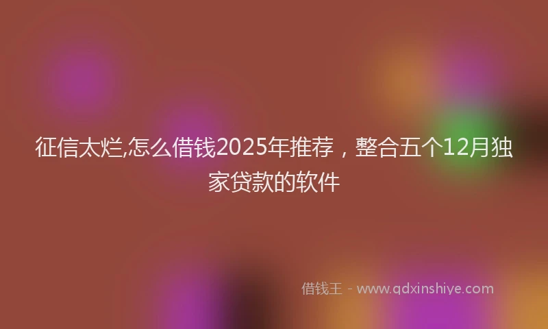 征信太烂,怎么借钱2025年推荐，整合五个12月独家贷款的软件