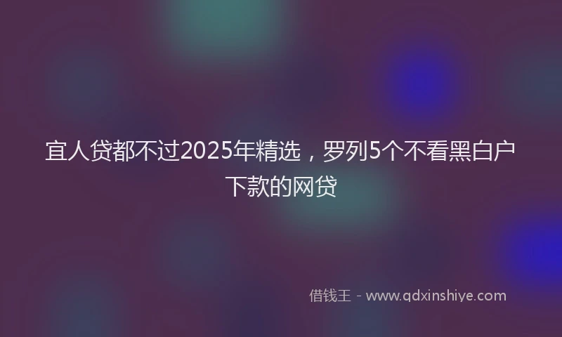 宜人贷都不过2025年精选，罗列5个不看黑白户下款的网贷