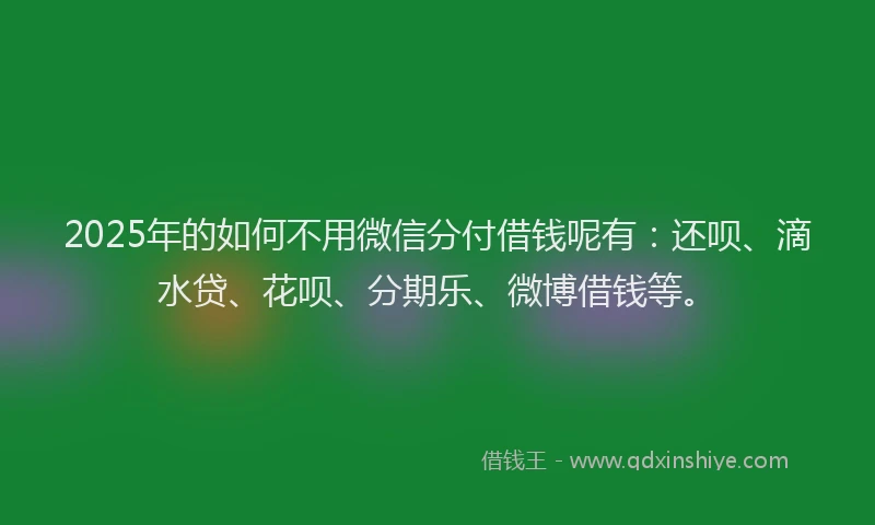 2025年的如何不用微信分付借钱呢有：还呗、滴水贷、花呗、分期乐、微博借钱等。