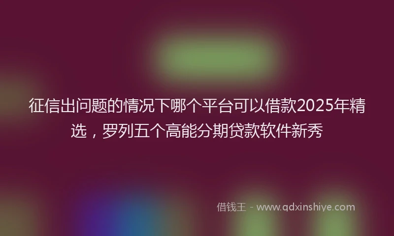征信出问题的情况下哪个平台可以借款2025年精选，罗列五个高能分期贷款软件新秀