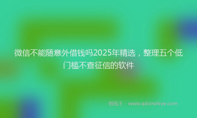 微信不能随意外借钱吗2025年精选，整理五个低门槛不查征信的软件