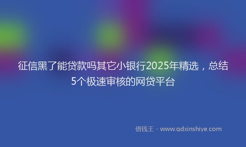 征信黑了能贷款吗其它小银行2025年精选，总结5个极速审核的网贷平台