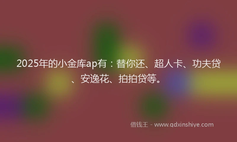 2025年的小金库ap有：替你还、超人卡、功夫贷、安逸花、拍拍贷等。