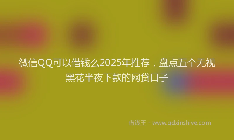 微信QQ可以借钱么2025年推荐，盘点五个无视黑花半夜下款的网贷口子