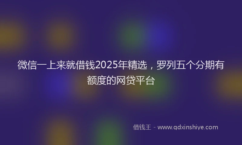 微信一上来就借钱2025年精选，罗列五个分期有额度的网贷平台