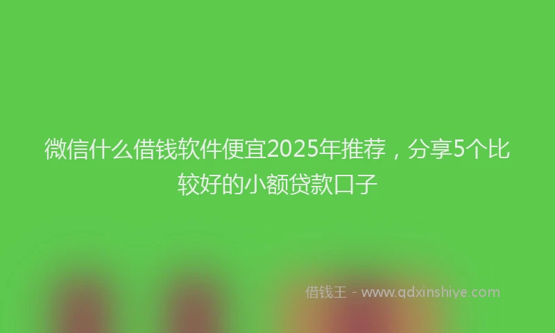 微信什么借钱软件便宜2025年推荐，分享5个比较好的小额贷款口子