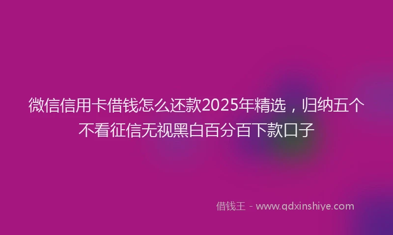 微信信用卡借钱怎么还款2025年精选，归纳五个不看征信无视黑白百分百下款口子