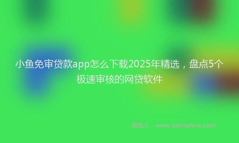 小鱼免审贷款app怎么下载2025年精选，盘点5个极速审核的网贷软件