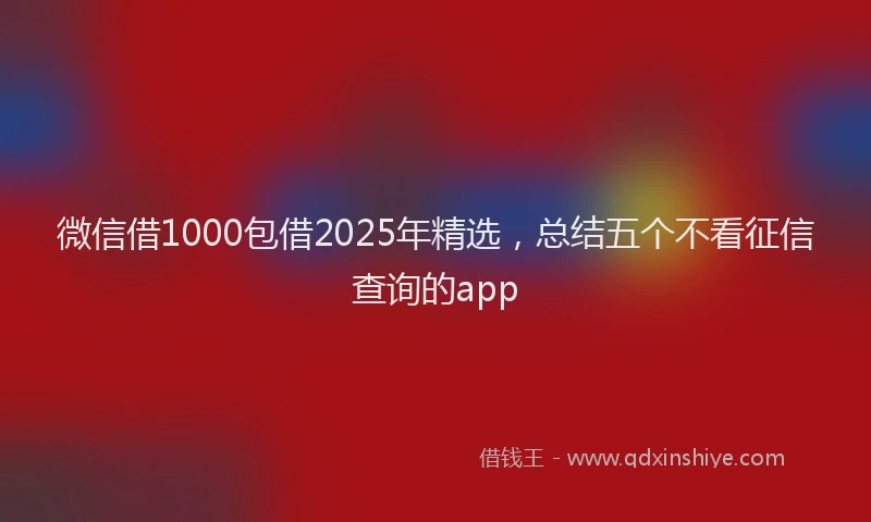 微信借1000包借2025年精选，总结五个不看征信查询的app