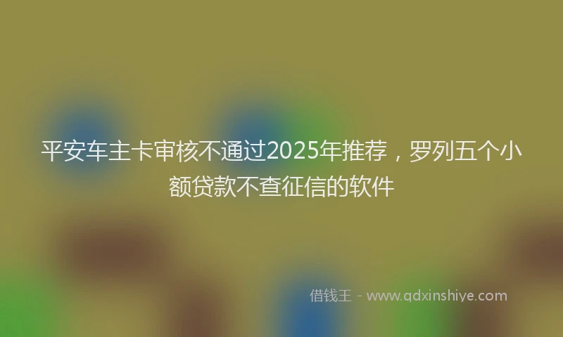 平安车主卡审核不通过2025年推荐，罗列五个小额贷款不查征信的软件